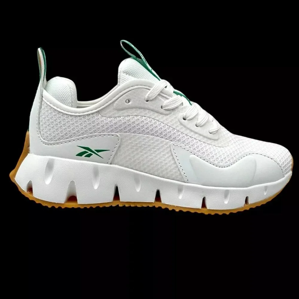 Reebok Zig Dynamica Youth Boy's Sneakers Size 1 White/Brown Toe & Heel Bumpers